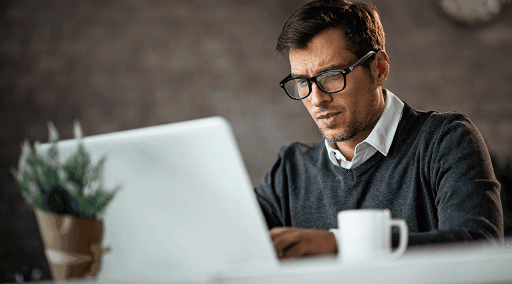 man working on computer